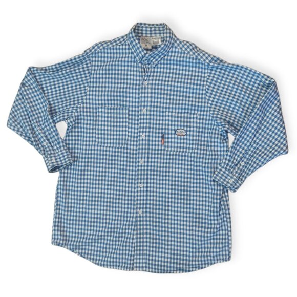 Rasco FR Mens Flame Resistant Long Sleeve Shirt Blue Checkered Button-Up Size XL - Picture 1 of 6